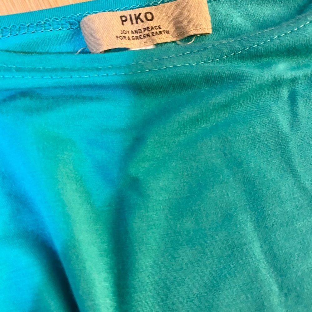 Blue/Green Teal Piko Shirt - Quarter Length sleeve